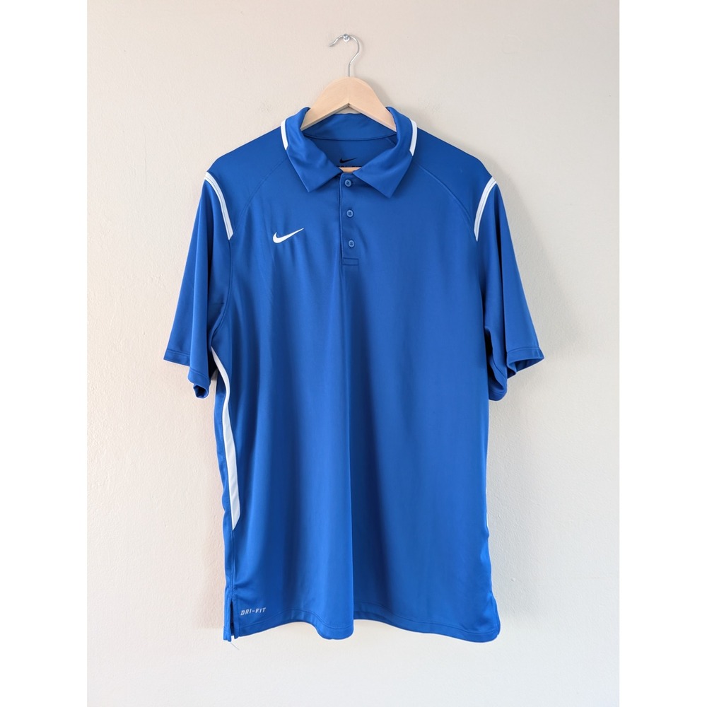 Nike DriFit‎ Royal Blue Short Sleeve Athletic Polo Shirt Performance Men's L